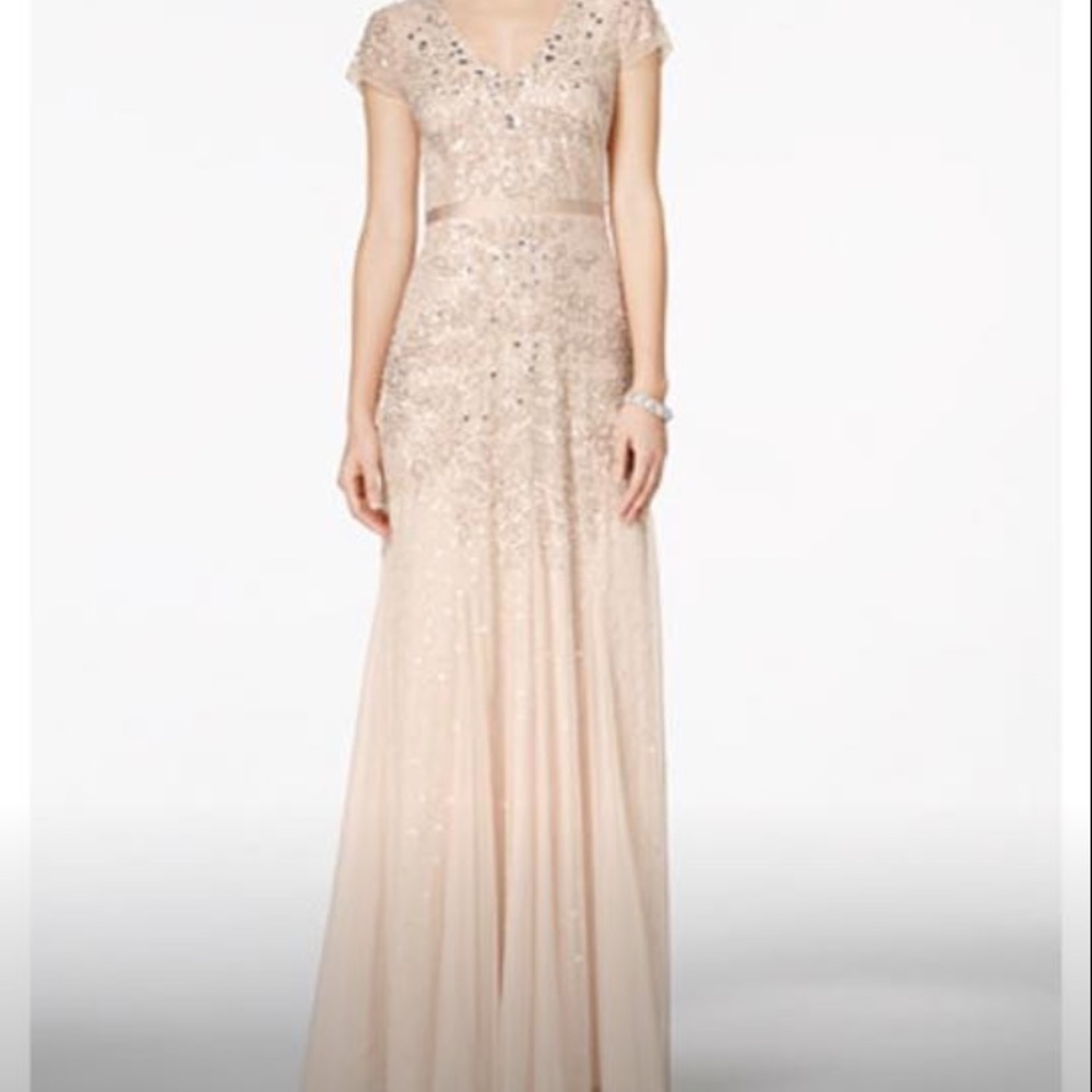 Adrianna Papell Cap-Sleeve Embellished Gown